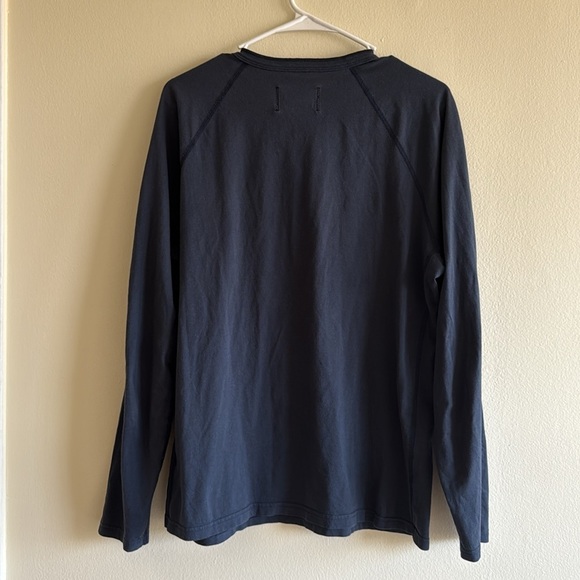 Reigning Champ Long Sleeve Henley T Shirt Navy Blue - Picture 3 of 12